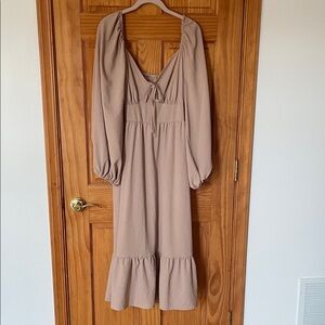 SHEIN Tan Long Sleeve Dress